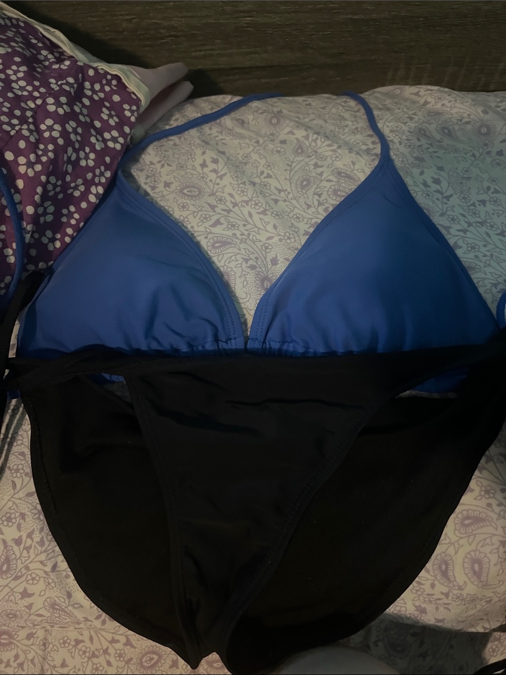 Women’s bathing suit and women’s bathing suit shorts (it’s being washed today)